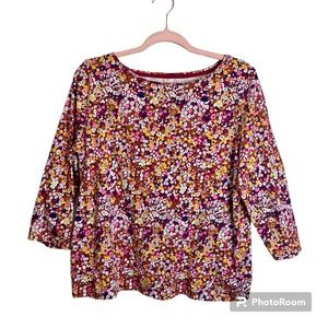 Talbots‎  Women's Top Plus Size 1X Ditsy Floral Stretch Crewneck Feminine Bloom
